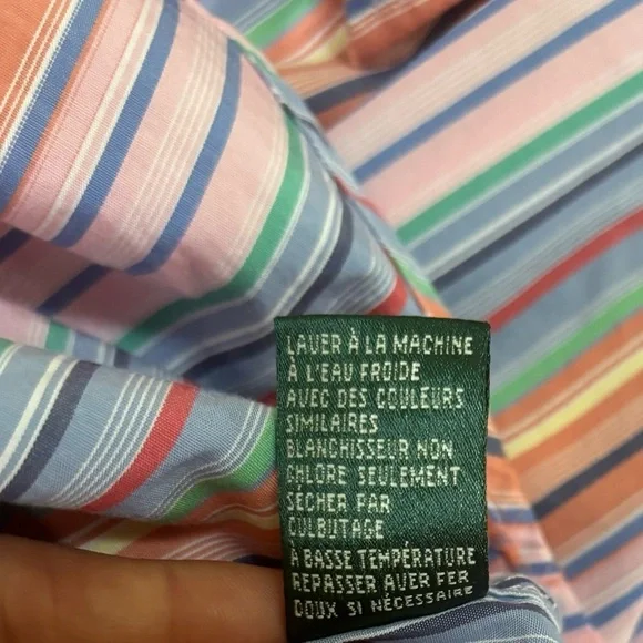 Lauren Ralph Lauren Multicolor Striped Button Front Shirt Size L 100% Cotton - Picture 6 of 10